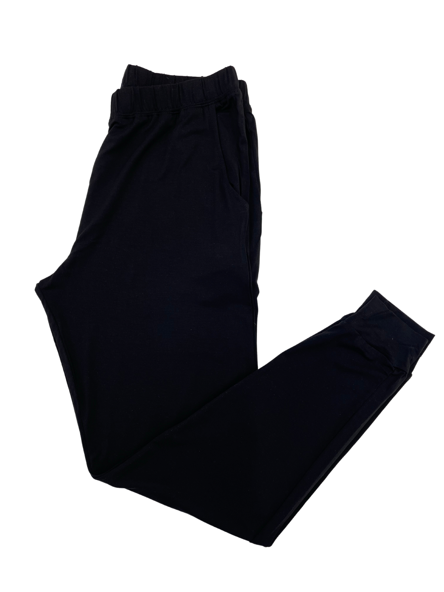 Black women's bamboo lounge jogger pants by Spun Bamboo with elastic waistband on Tampa Home & Garden Store