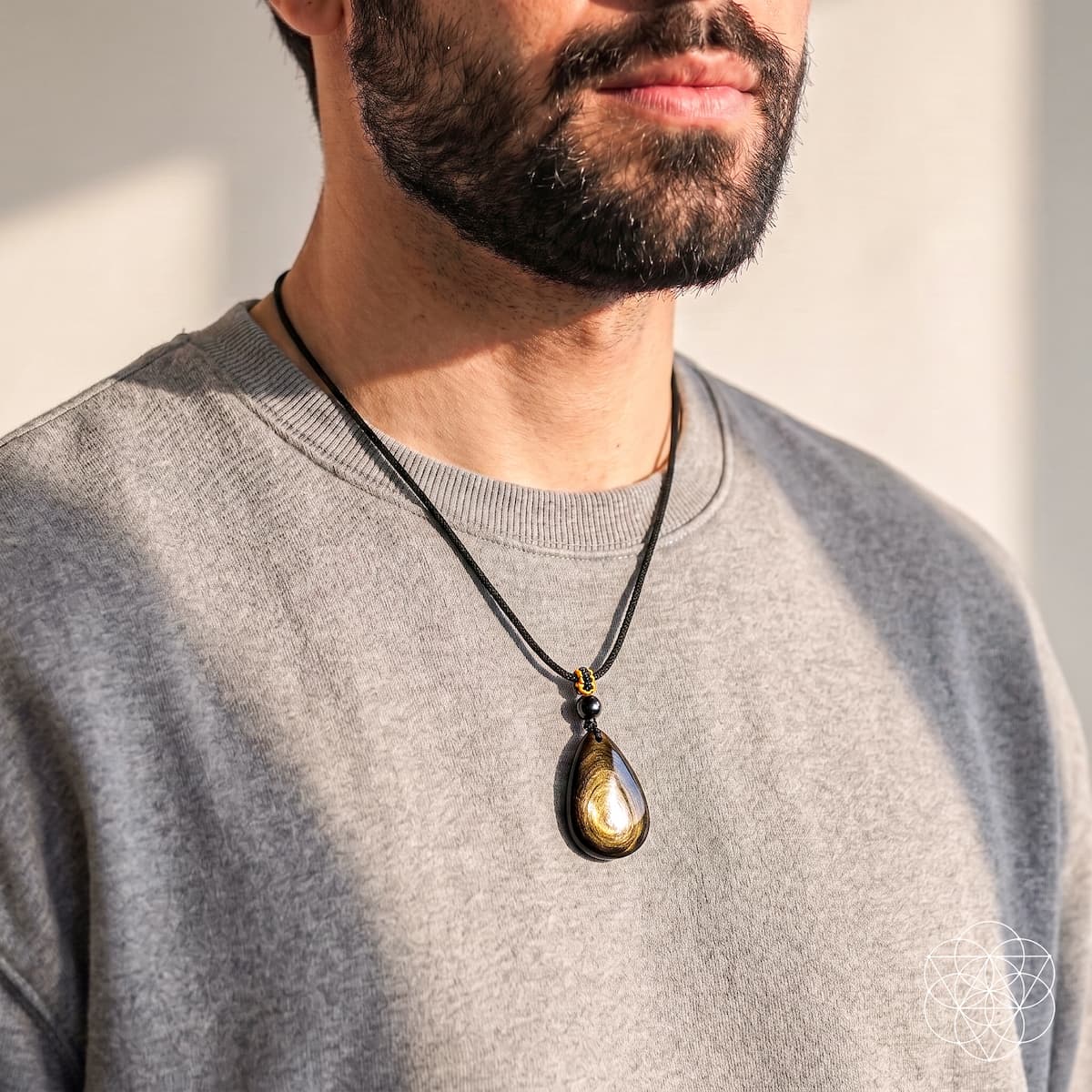 Hypersthene Millionaire Manifestation Pendant necklace with black cord and teardrop pendant on Tampa Home & Garden Store