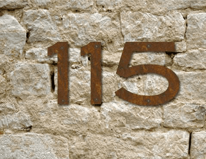 Metal house numbers Blair set of 5 in rusty brown, 2-8 in by Rustica Ornamentals on Tampa Home & Garden Store