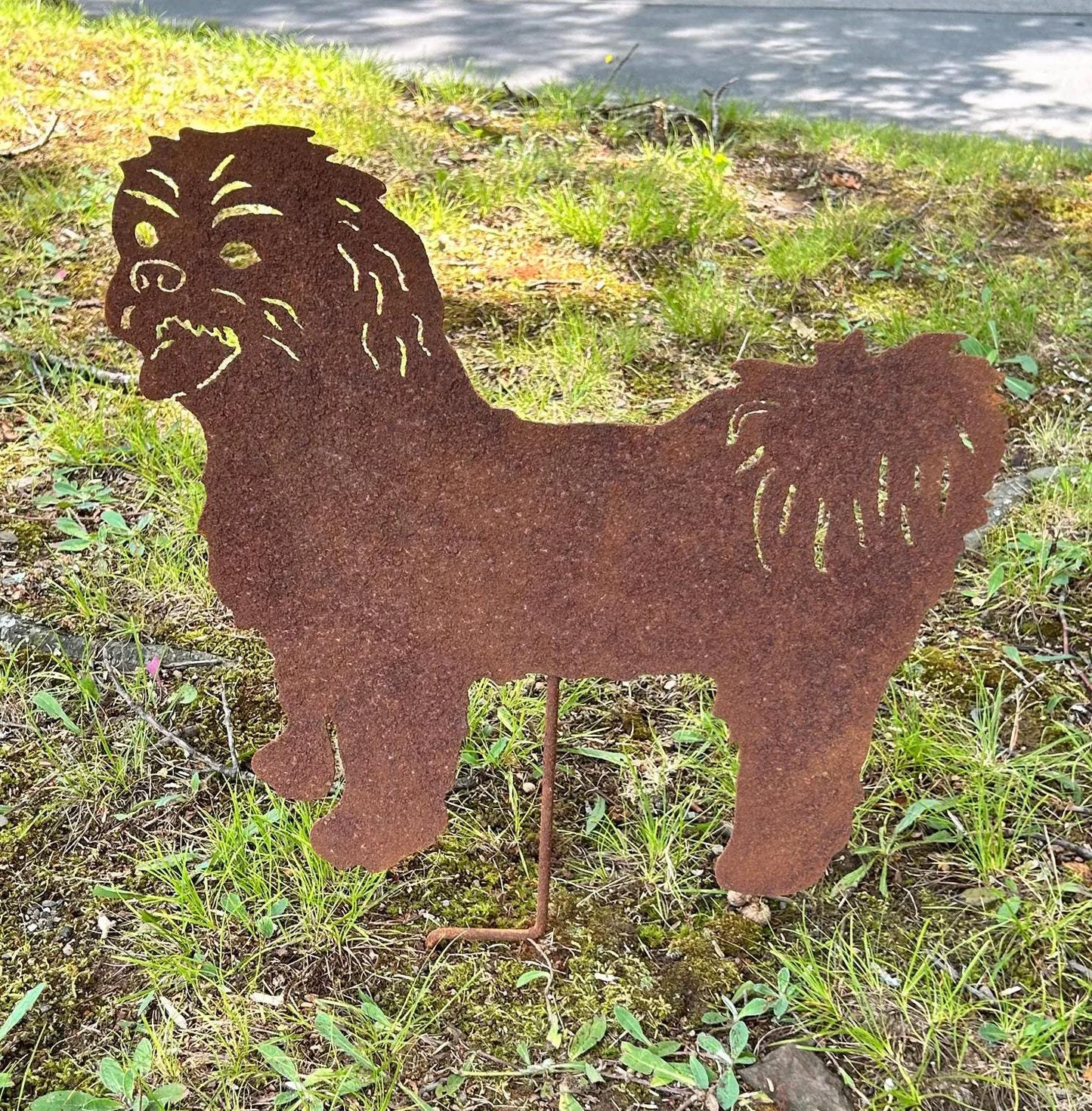 Shih Tzu garden stake rustic metal lawn ornament by Rustica Ornamentals on Tampa Home & Garden Store