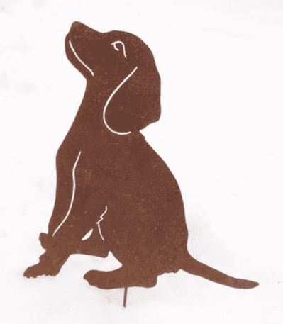 Beagle garden stake rusted metal for lawn or wall display Rustica Ornamentals on Tampa Home & Garden Store