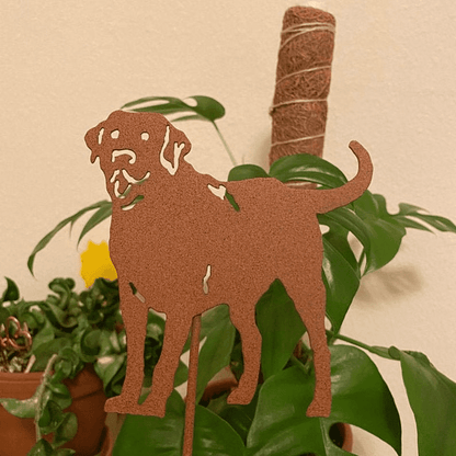 Labrador Retriever garden stake ornament rusted metal silhouette by Rustica Ornamentals on Tampa Home & Garden Store