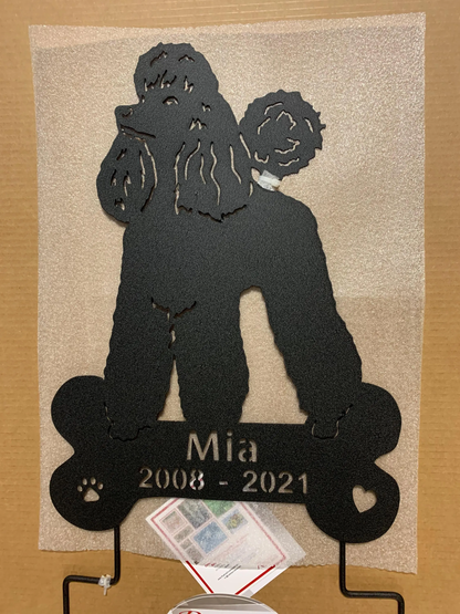 Black metal poodle wall art silhouette, Rustica Ornamentals lawn companion dog ornament on Tampa Home & Garden Store