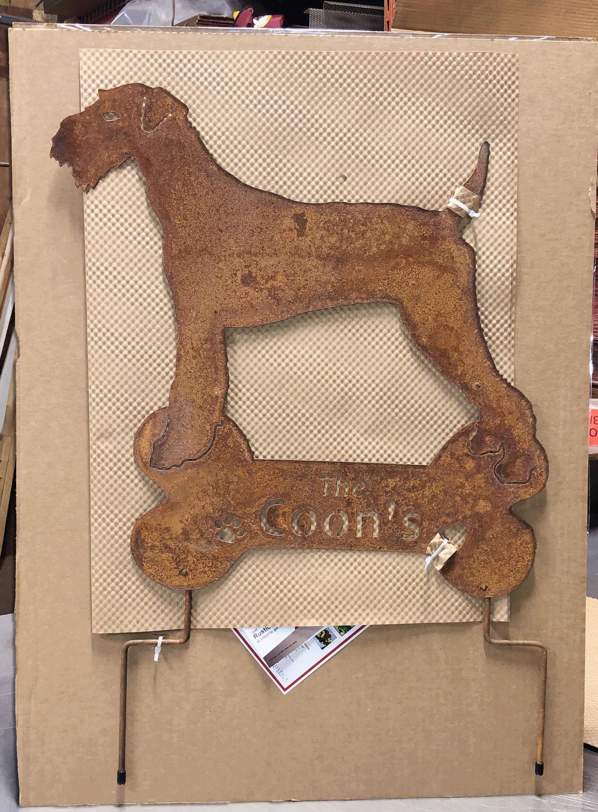 Airedale Terrier garden stake wall art rust metal by Rustica Ornamentals lawn ornament on Tampa Home & Garden Store
