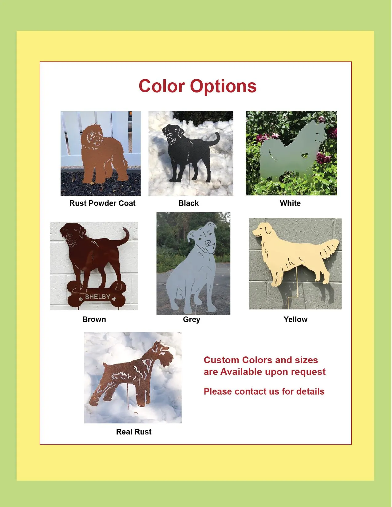 Miniature Schnauzer garden stake color options Rust Powder Coat, Black on Tampa Home & Garden Store