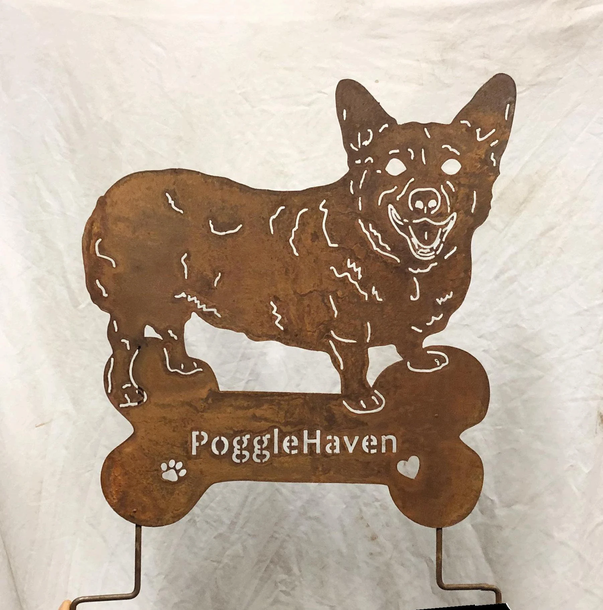 Corgi Welsh garden stake rust finish lawn ornament by Rustica Ornamentals on Tampa Home & Garden Store