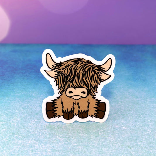Autocollant 2 pouces mignon brune Highland Coo