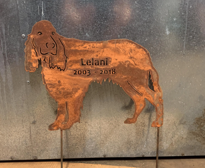 Rusty metal English Springer Spaniel garden stake wall hanging by Rustica Ornamentals on Tampa Home & Garden Store