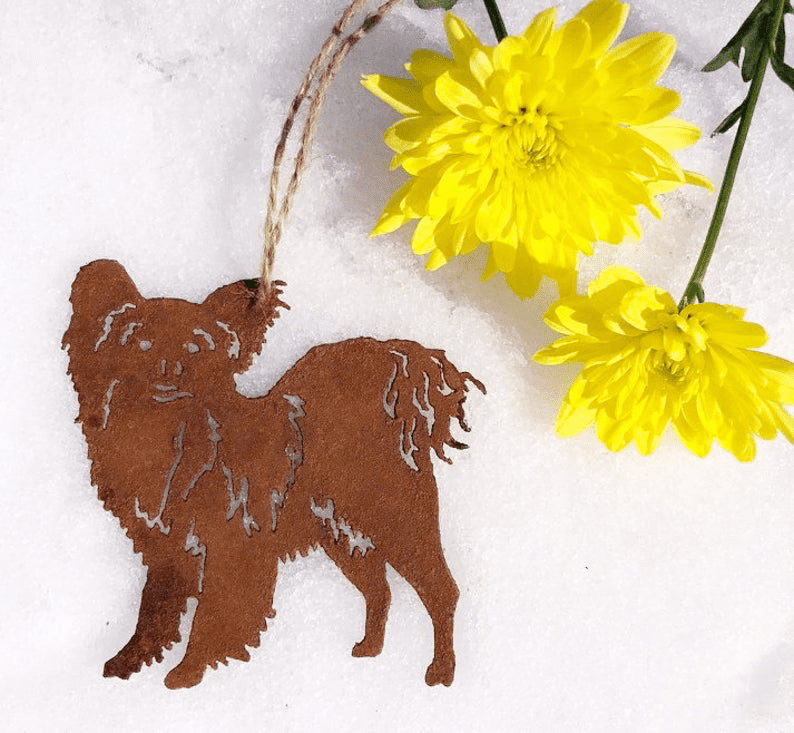 Papillon plant stake, rust metal silhouette with rope hanger by Rustica Ornamentals on Tampa Home & Garden Store