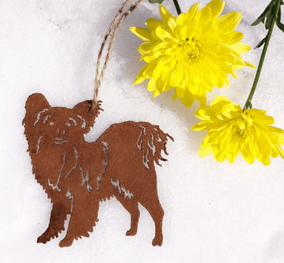 Papillon plant stake, rust metal silhouette with rope hanger by Rustica Ornamentals on Tampa Home & Garden Store