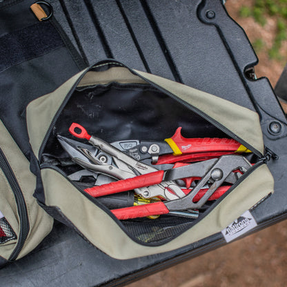 RiPouch Gear Roll by Flatirons Overland; tool roll with red Milwaukee pliers and tools on Tampa Home & Garden Store
