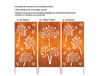 3-panel Rustica Ornamentals outdoor decor, orange wood panels with white tree silhouettes on Tampa Home & Garden Store