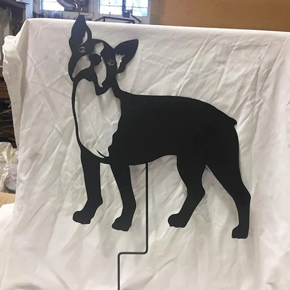 Boston Terrier Memorial dog wall art metal silhouette garden sculpture on stake on Tampa Home & Garden Store