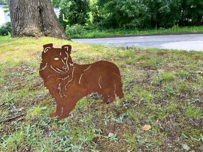 Shetland Sheepdog garden stake rust metal lawn ornament Rustica Ornamentals on Tampa Home & Garden Store