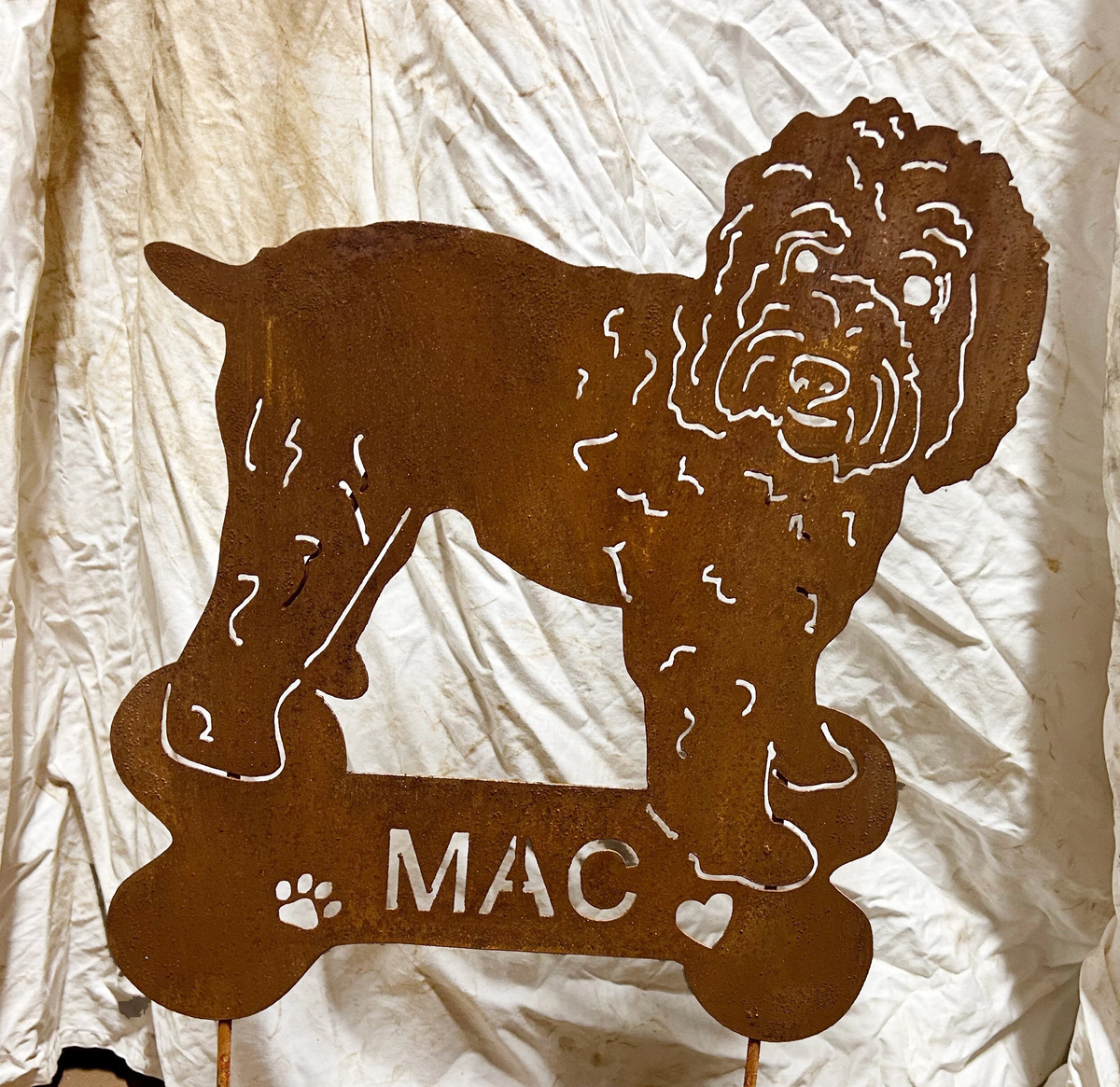 Wheaten Terrier garden stake rust metal silhouette by Rustica Ornamentals on Tampa Home & Garden Store