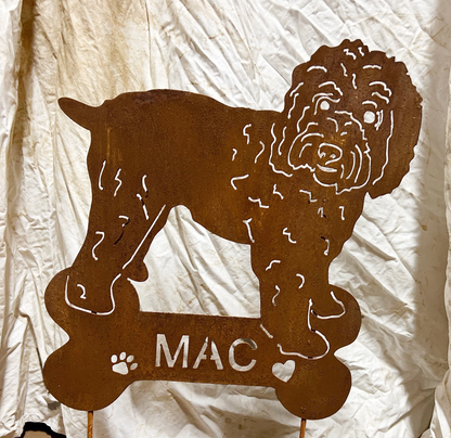 Wheaten Terrier garden stake rust metal silhouette by Rustica Ornamentals on Tampa Home & Garden Store