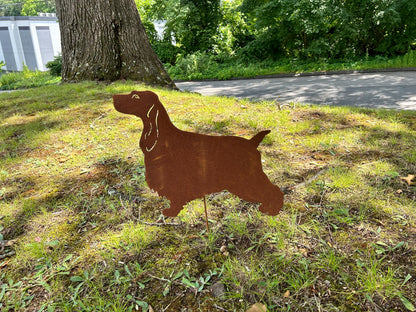 English Cocker Spaniel garden stake silhouette, rust metal, Rustica Ornamentals on Tampa Home & Garden Store