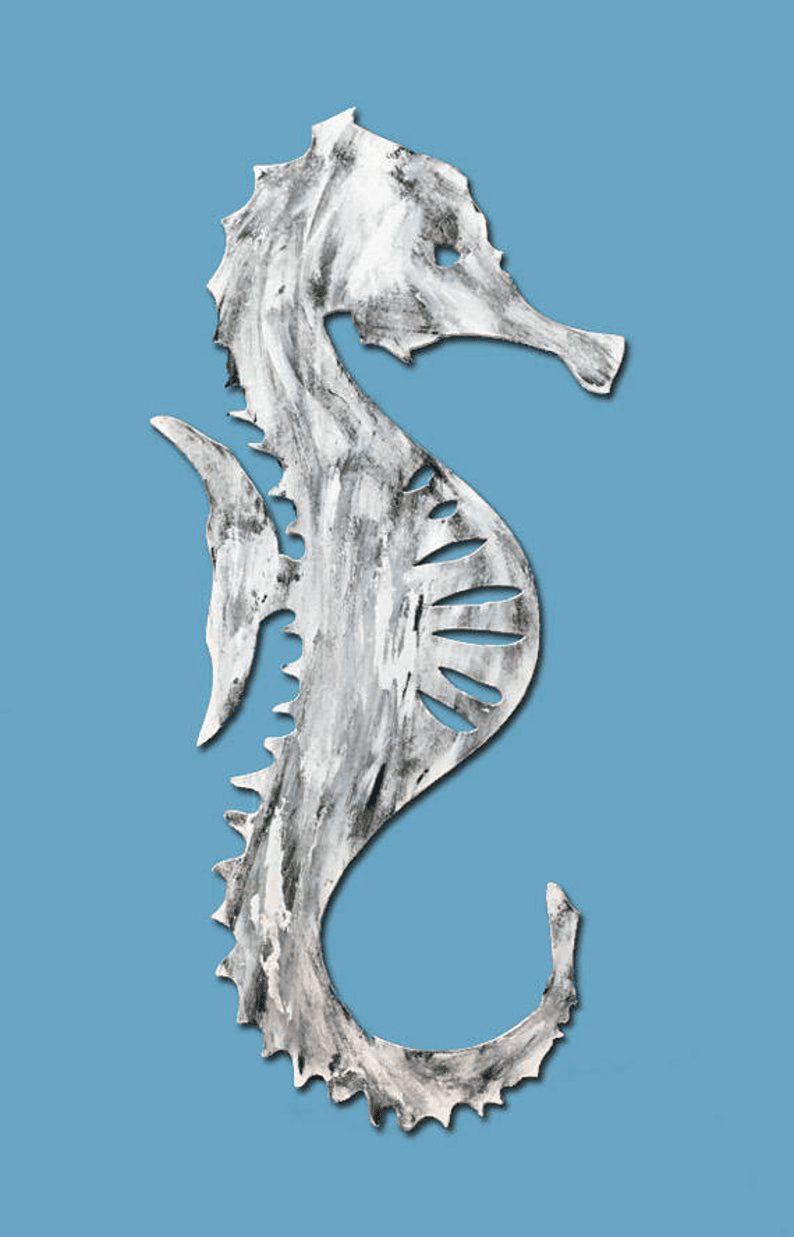 Seahorse ornament Rustica Ornamentals with silver finish decor on Tampa Home & Garden Store