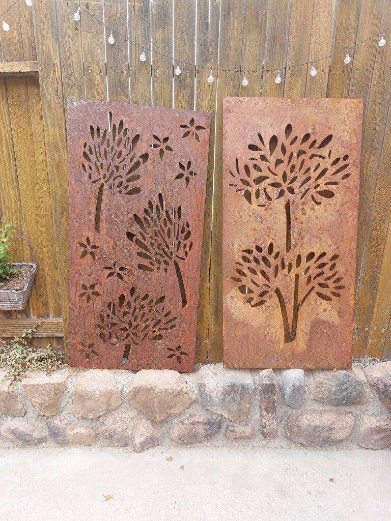 Privacy Screens Rustica Ornamentals rusted panels with tree cutouts (2) Tampa Home & Garden Store on Tampa Home & Garden Store