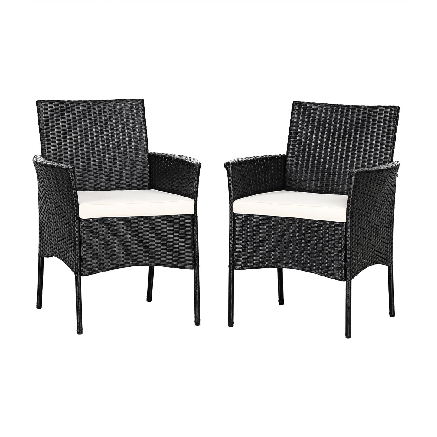 2 sillas de patio de mimbre con cómodos cojines de asiento