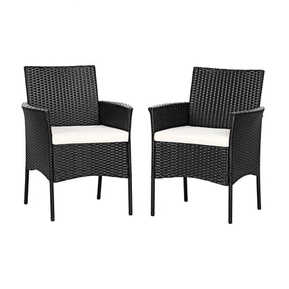 2 sillas de patio de mimbre con cómodos cojines de asiento