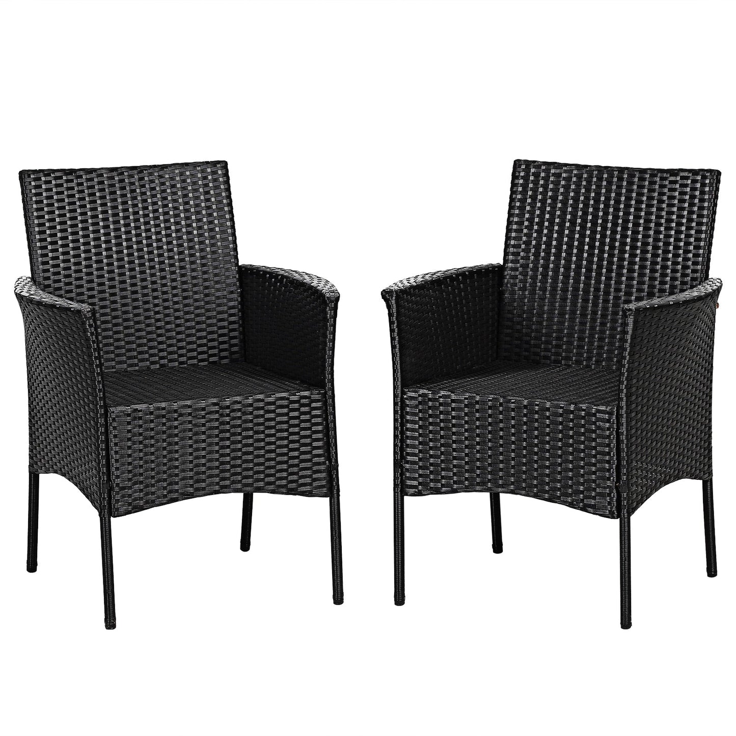 2 sillas de patio de mimbre con cómodos cojines de asiento