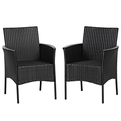 2 sillas de patio de mimbre con cómodos cojines de asiento