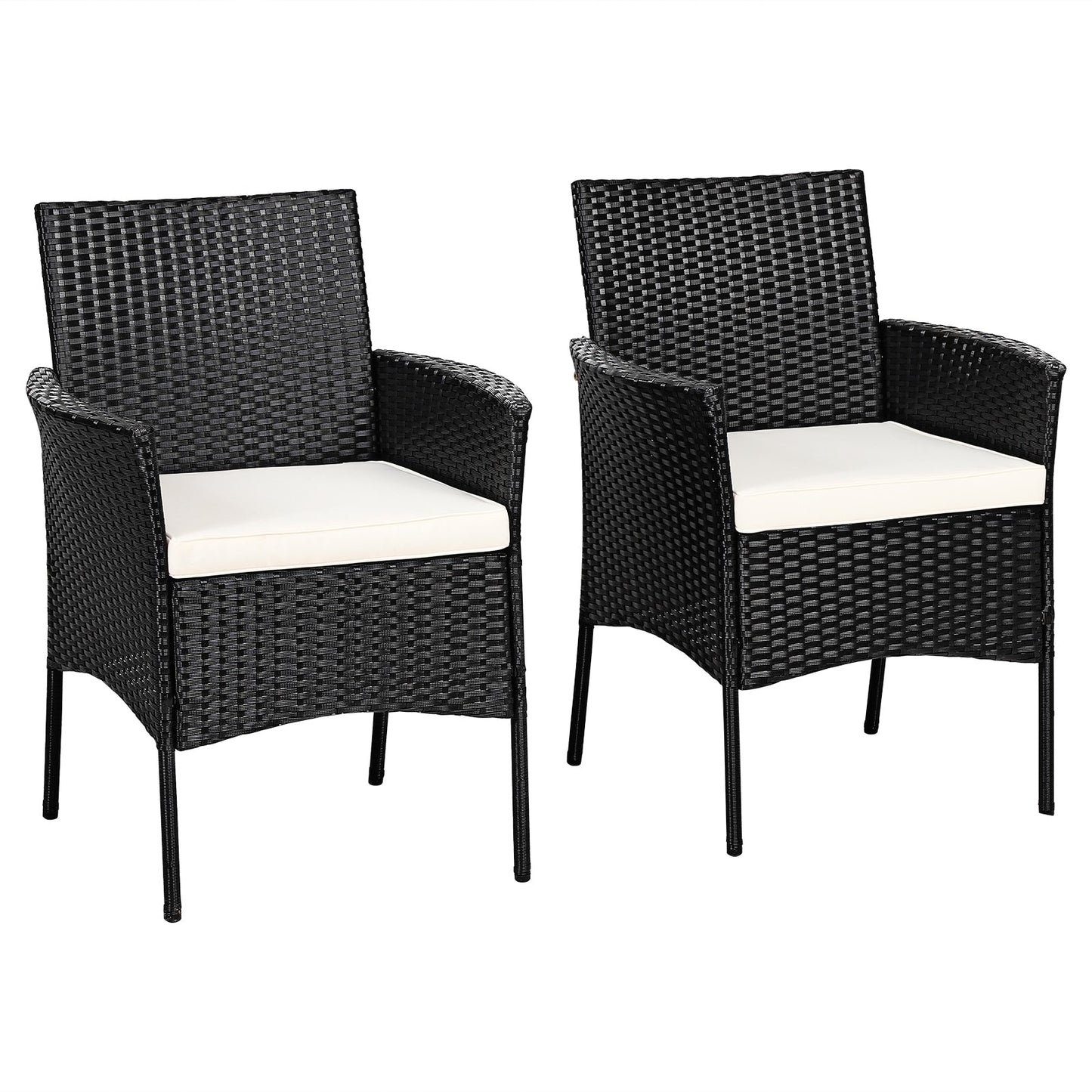 2 sillas de patio de mimbre con cómodos cojines de asiento