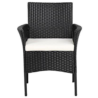 2 sillas de patio de mimbre con cómodos cojines de asiento