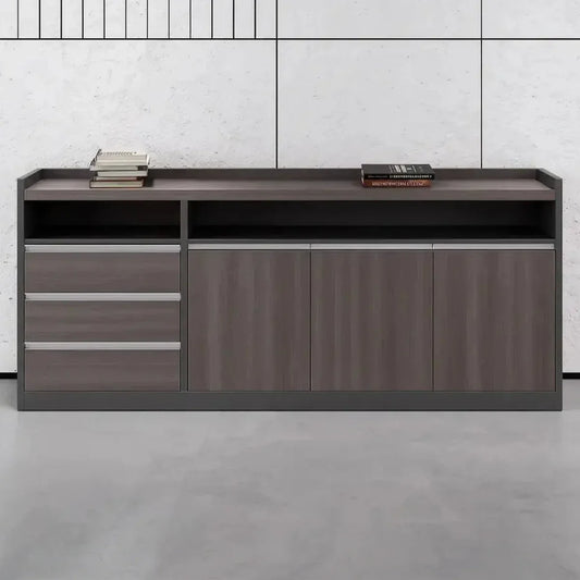 Barrow Office Credenza Sideboard grey veneer with 4 left drawers and open shelf Arc Grove on Tampa Home & Garden Store