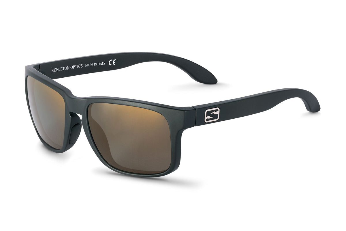 Decoy sunglasses by Skeleton Optics with a matte gray frame and brown mirrored lenses on Tampa Home & Garden Store