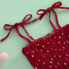 Baby cotton red sleeveless romper with bow-tied straps and white dots by Stevvex on Tampa Home & Garden Store