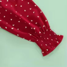 Stevvex red baby romper with white heart print, sleeveless cotton, elastic cuff detail on Tampa Home & Garden Store