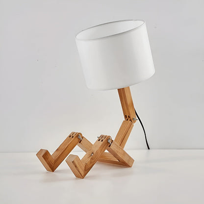 Bamboo Table Lamp with white shade on natural wooden tripod base Moktan Sabai on Tampa Home & Garden Store