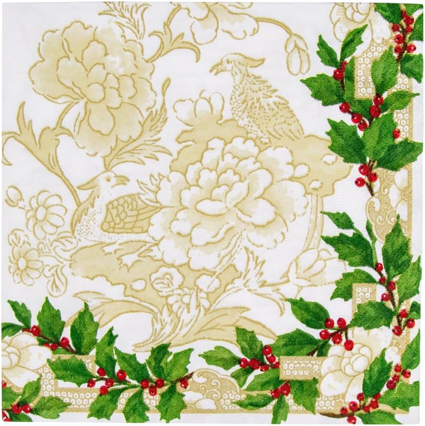 Servilleta de cerámica Holly color marfil y dorado