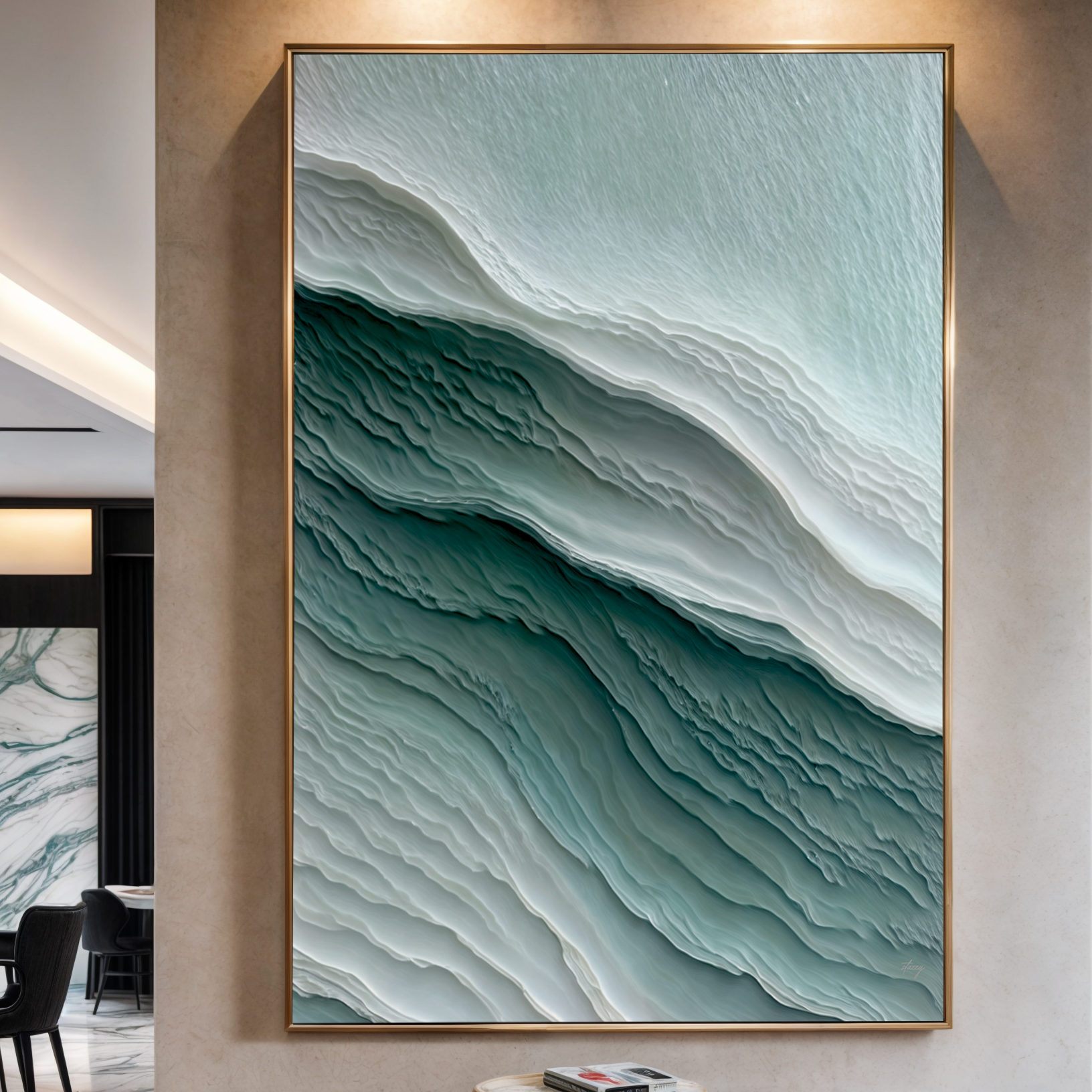 Canvas Print Aegean Layers, teal ocean waves on framed crafting canvas by Tailored Canvases on Tampa Home & Garden Store