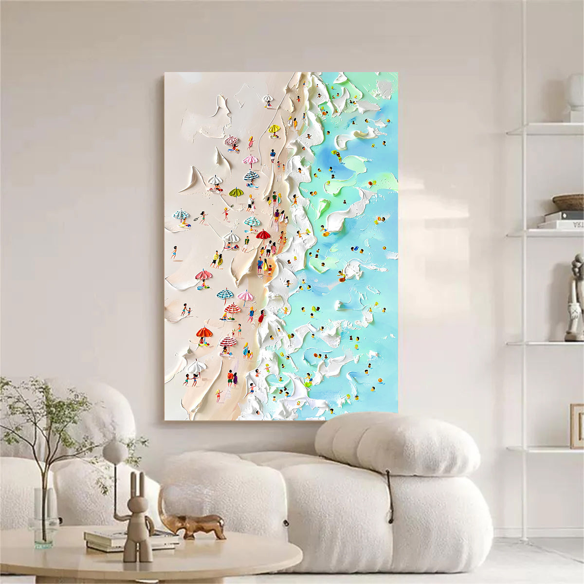 Beachfront Painting Canvas wall art Tailored Canvases with beige sand and turquoise water on Tampa Home & Garden Store
