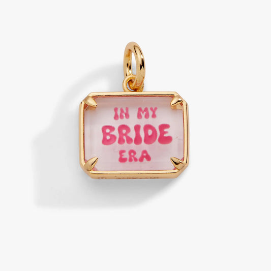 In My Bride Era charm pendant with pink enamel in a gold-tone bezel and bail on Tampa Home & Garden Store