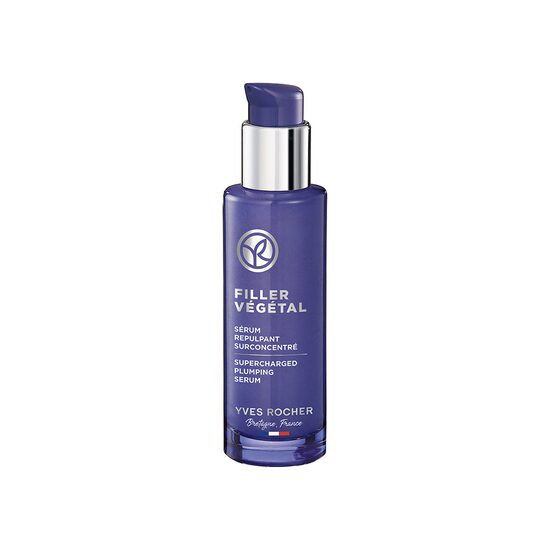 Face serum Yves Rocher Supercharged Plumping Serum, purple bottle with silver pump 30ml on Tampa Home & Garden Store