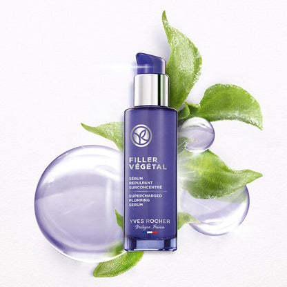Purple Yves Rocher Filler Vegetal Serum bottle 30ml with silver pump, Beauty Care Bag on Tampa Home & Garden Store