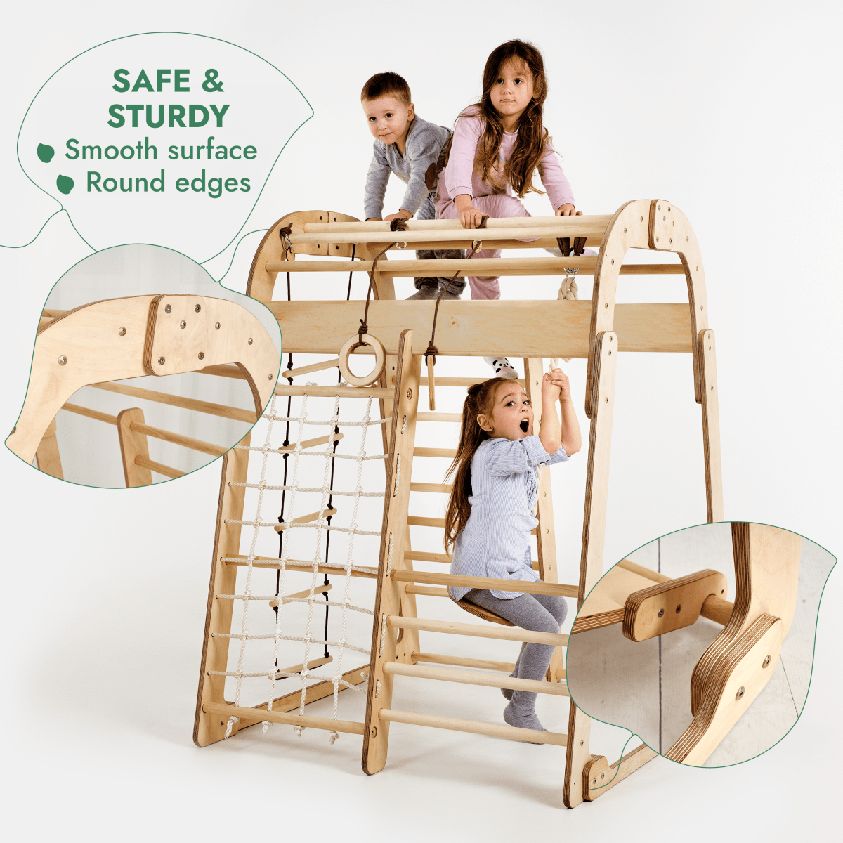 7in1 indoor playground set with swings, rope net, climbing ladder and slide board by Goodevas on Tampa Home & Garden Store