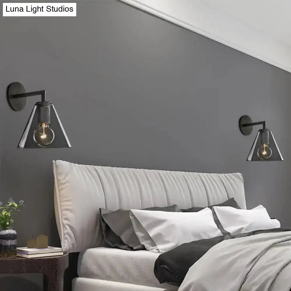 Industrial Black and Brass Wall Lamp Fixture