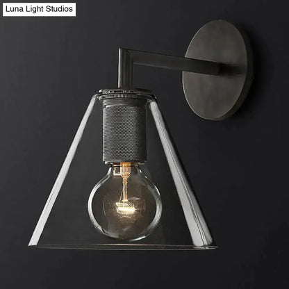 Industrial Black and Brass Wall Lamp Fixture