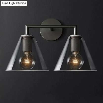Industrial Black and Brass Wall Lamp Fixture