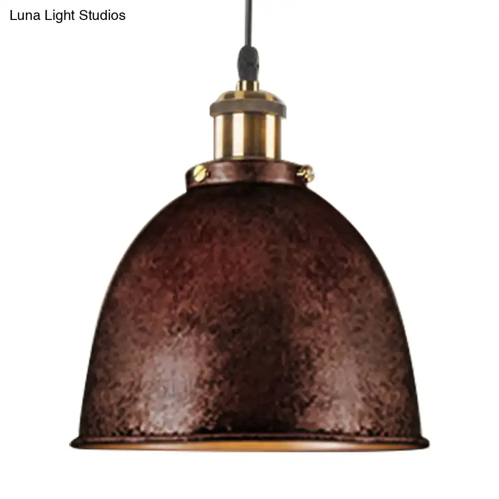 Black dome pendant lamp by Decorbites, textured bronze shade with brass hardware on Tampa Home & Garden Store