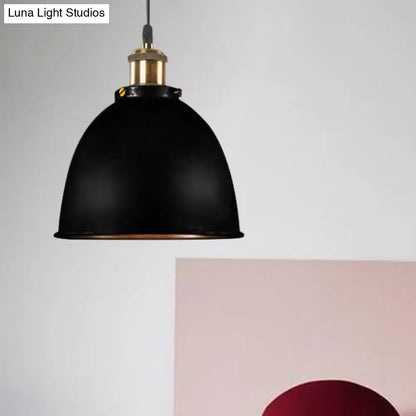 Black Dome Pendant Lamp by Decorbites; black metal shade, brass hardware, pendant light on Tampa Home & Garden Store