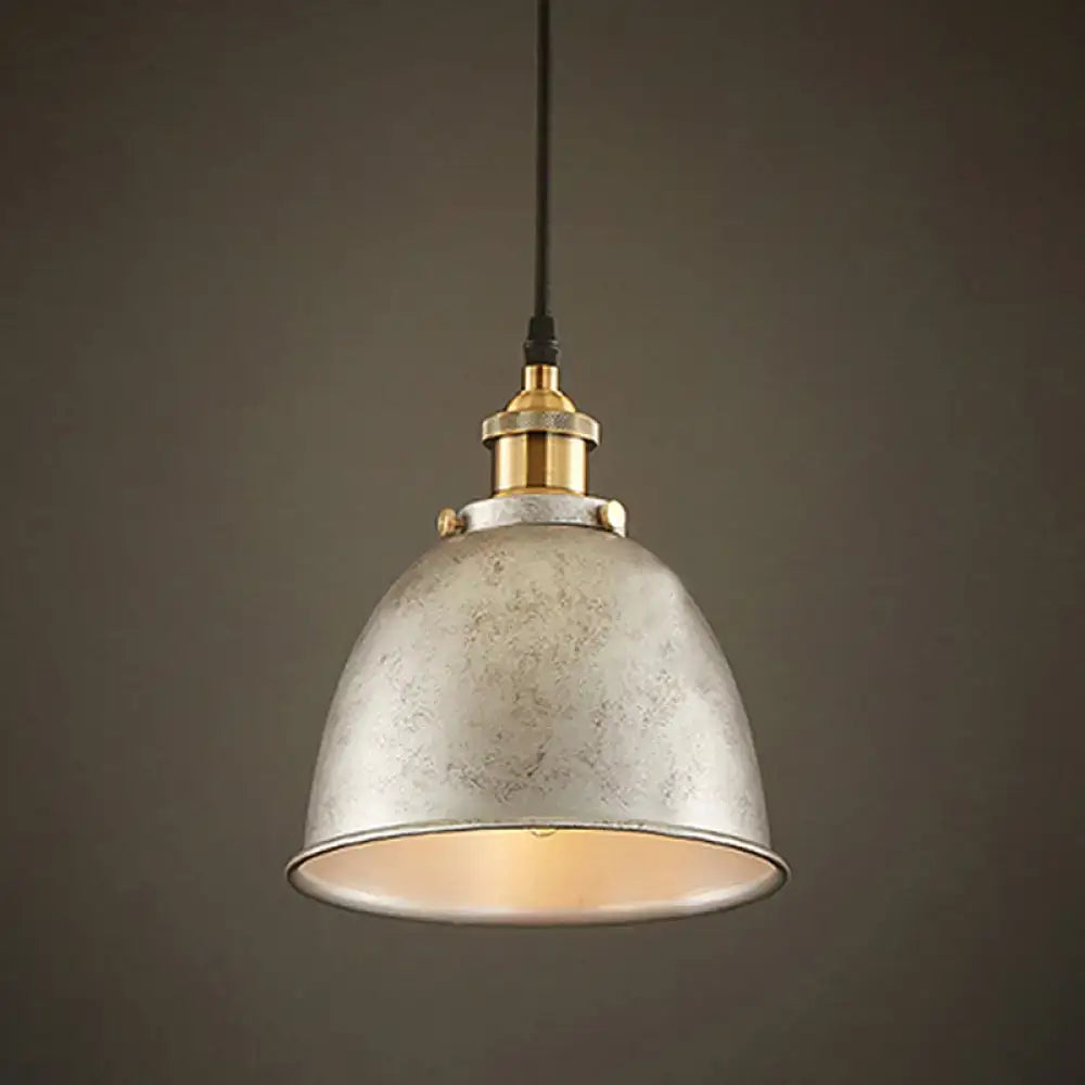 Black dome pendant lamp by Decorbites with a distressed metallic shade and brass top on Tampa Home & Garden Store