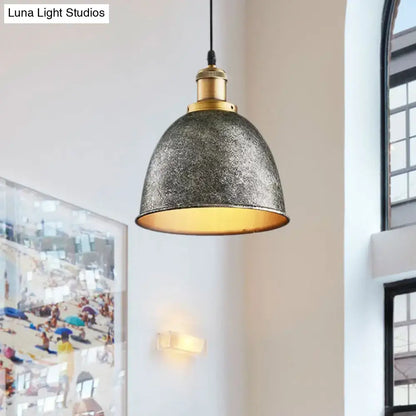 Black Dome Pendant Lamp Decorbites with textured black shade, gold interior and brass top on Tampa Home & Garden Store