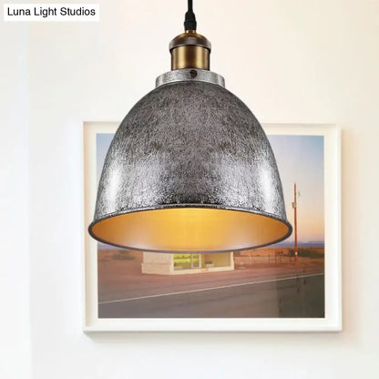 Black dome pendant lamp Decorbites, textured metal shade with brass top on Tampa Home & Garden Store