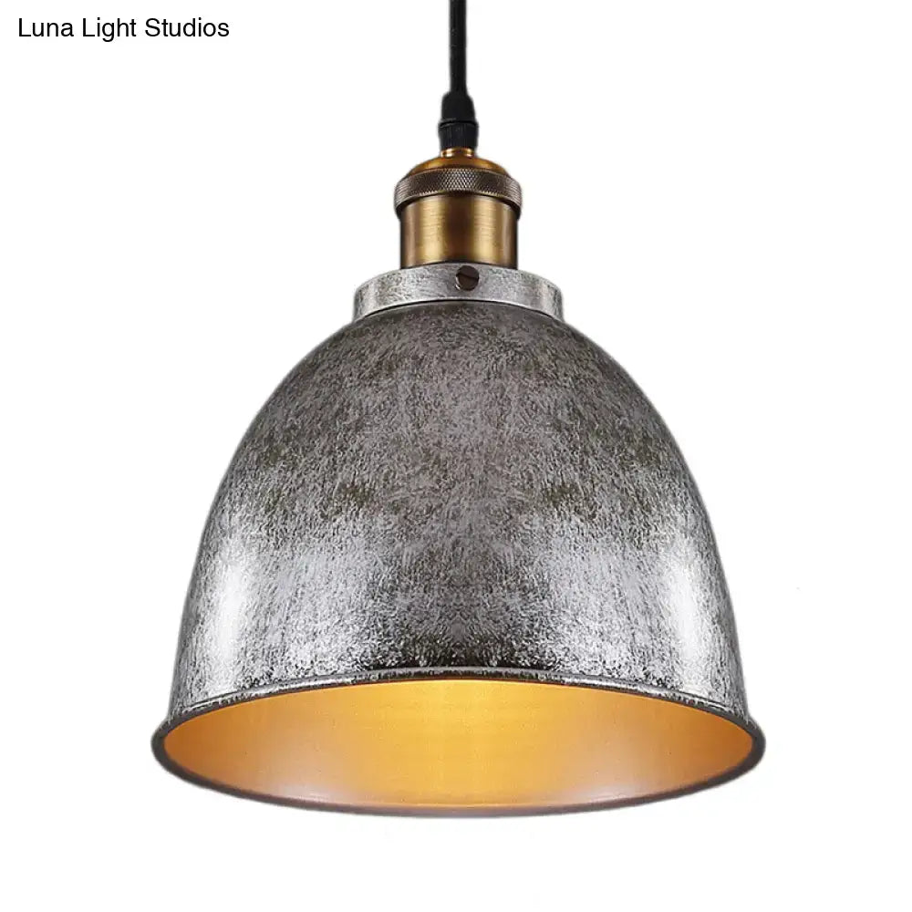 Black dome pendant lamp by Decorbites; textured metallic shade with brass top and gold interior on Tampa Home & Garden Store